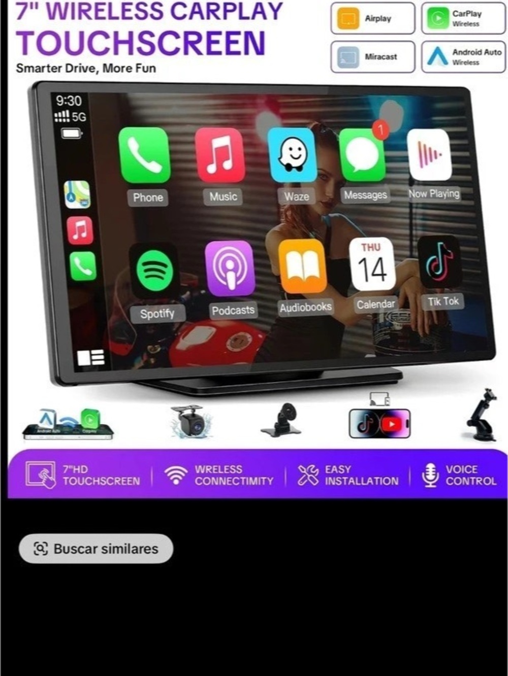 7-Inch Wireless CarPlay Touchscreen Digital Media Receiver